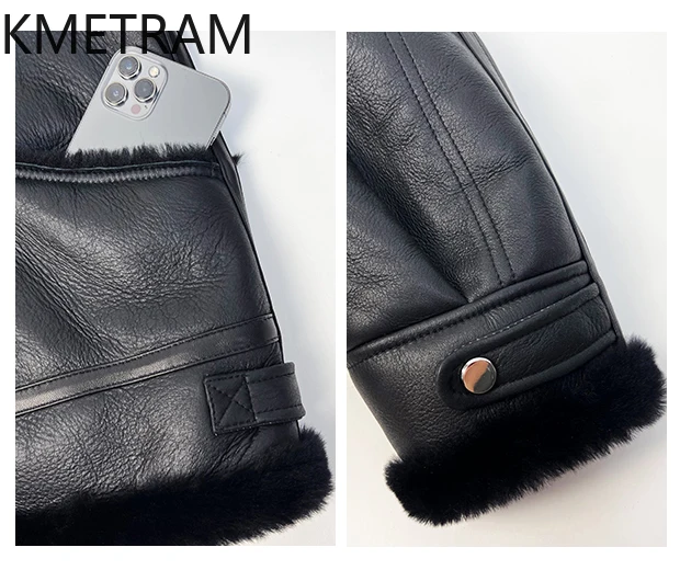 Damska kurtka motocyklowa z prawdziwego futra, dwustronna, z naturalnej wełny owczej merino, czarna, zimowa odzież damska 2025