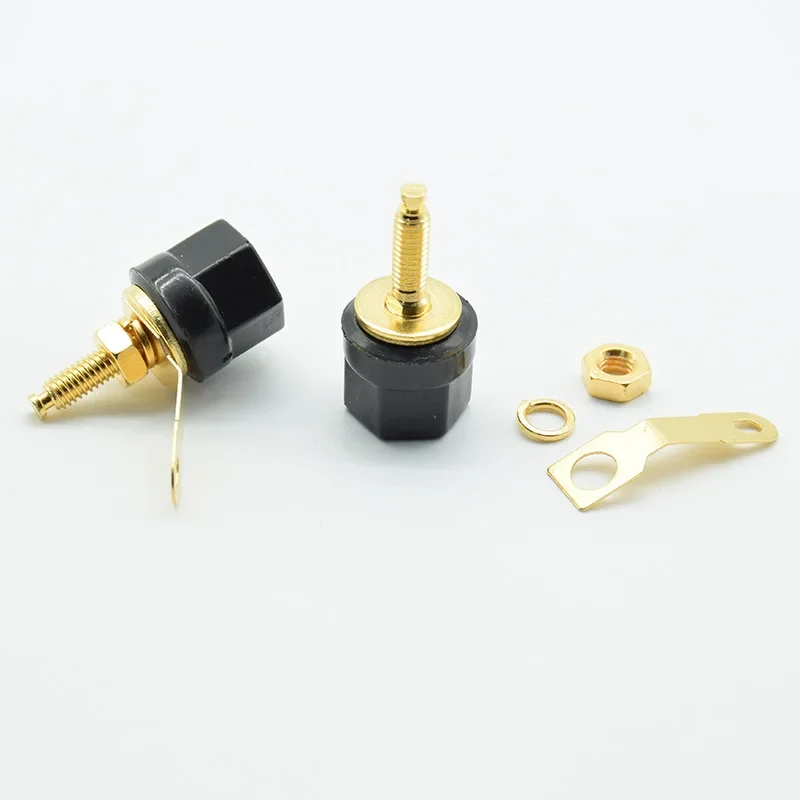 2pcs/lot Red Black 4mm Banana Socket Nickel Plated Binding Post Nut Banana Plug Jack Connector