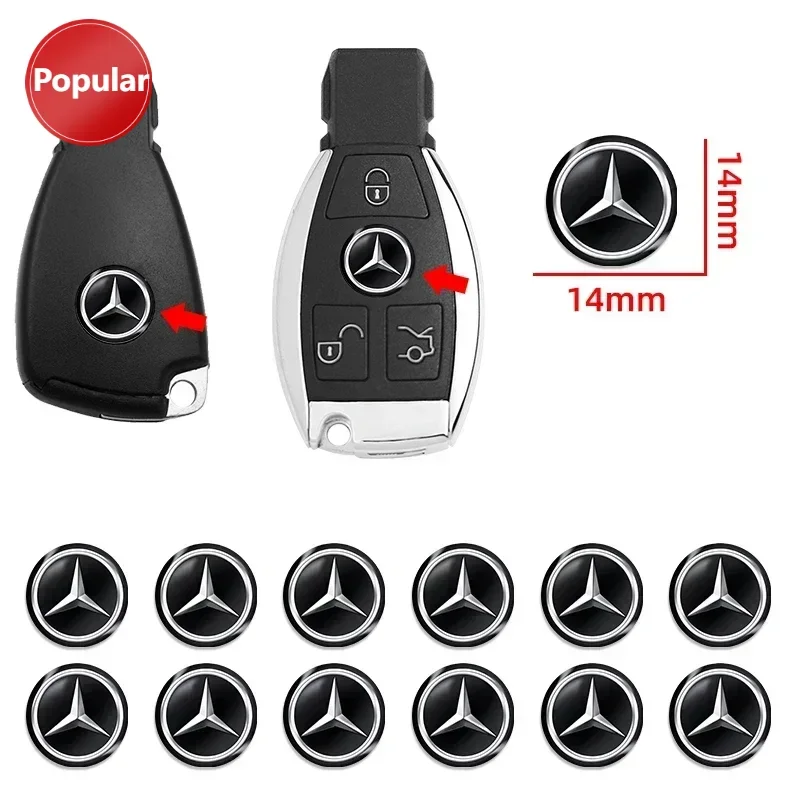 

# 14 мм наклейки с эмблемой ключа автомобиля, аксессуары для Mercedes Benz AMG E S C A B Class GLE GLS CLS GLC CLA GLA GLK GLB W205 W206 W221