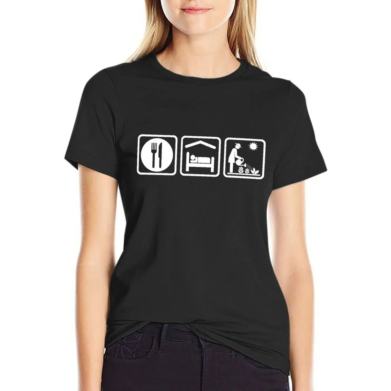 

Funny Eat Sleep Gardening Women's Shirt T-Shirt vintage clothes quick-drying anime tight shirts for Women