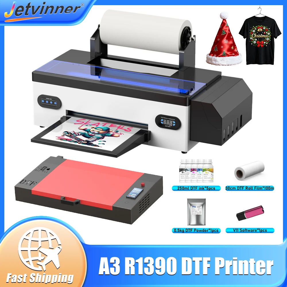 طابعة A3 R1390 DTF مع وحدة تغذية دوارة مباشرة إلى طابعة نقل الأفلام لآلة طباعة المنسوجات القميص impresora dtf a3 #1