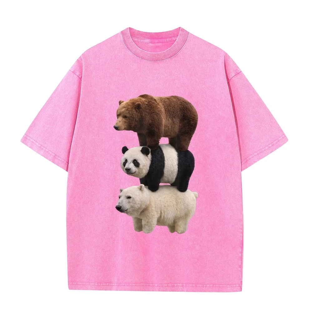 We Bears Realistic Stacked Bares Meme Animal T-Shirt Personalized Luxury Brand Men's Short Sleeve Shirts Summer Top Casual Tee