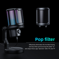 Gaming Microphone USB condenser microphone for PC gaming PS4/PS5/Mac/mobile phones with cool RGB lighting  for recording Mic