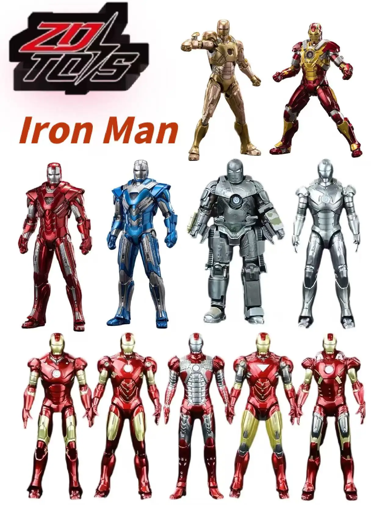 

ZD Toys Iron Man Series Joint Movable MK1 MK2 MK3 MK4 MK5 MK6 MK7MK14 MK17 MK21 MK30 MK33 Movie Action Figure 7 Inches MarkDolls