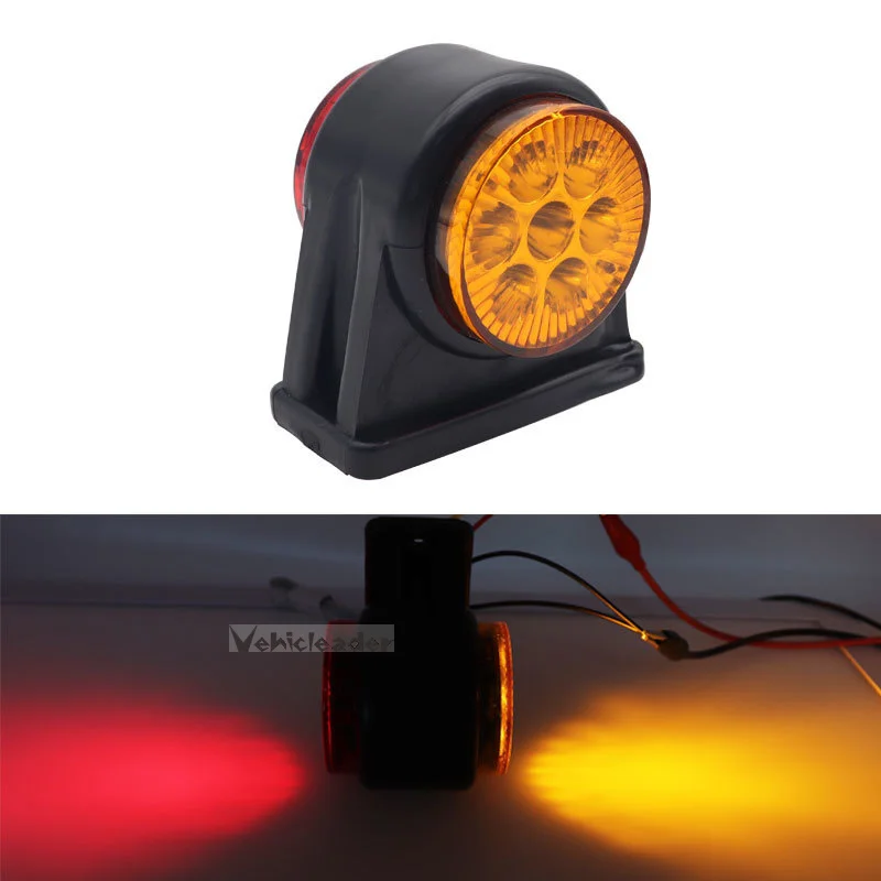 12V 24V Red & Amber Car Truck 14LED Side Marker Light Double Side Indicator Lamps Signal For Trailer Lorry Van Caravan RV