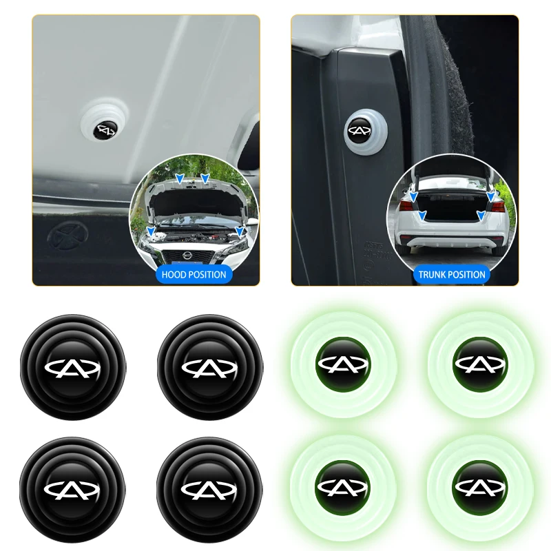 Silicone Car Logo Door Trunk Shock Absorber Sticker Gaskets Pads For Chery Tiggo 5 2 3 7 PRO 8 5X IQ QQ Fulwin Face Arrizo A1 A3