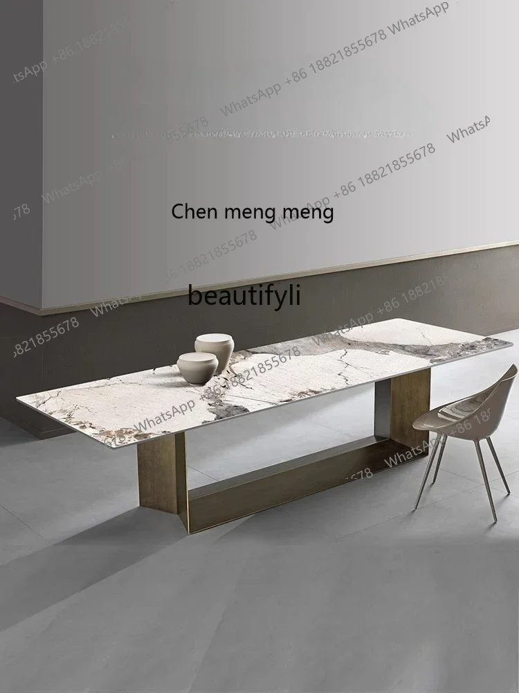 

CC182Rock slab dining table light luxury high-end simple rock slab rectangular 1.8 meters rock slab dining table R