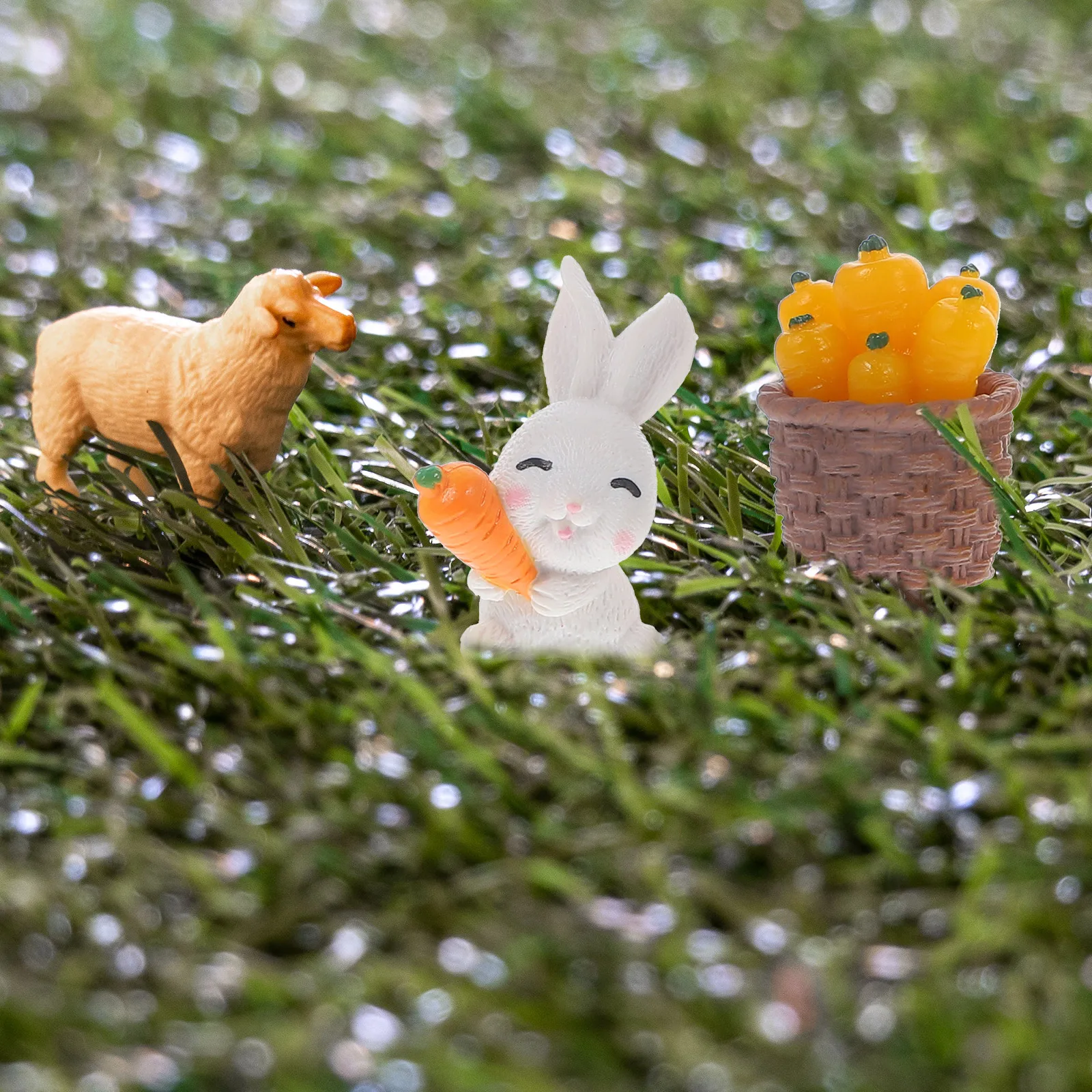 

1 set Rabbit Carrot PVC Mini Figurines Durable Garden Outdoor Carrot Statue Decor Lawn Yard Planter naments Cartoon
