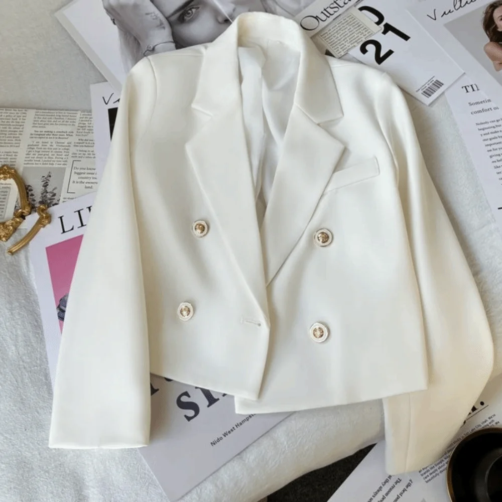 

Korean Chic Casual Korean Suit Jacket Loose Long Sleeve Suit Coat Women College Clothes Suit Outfit Short Office Blazer Women