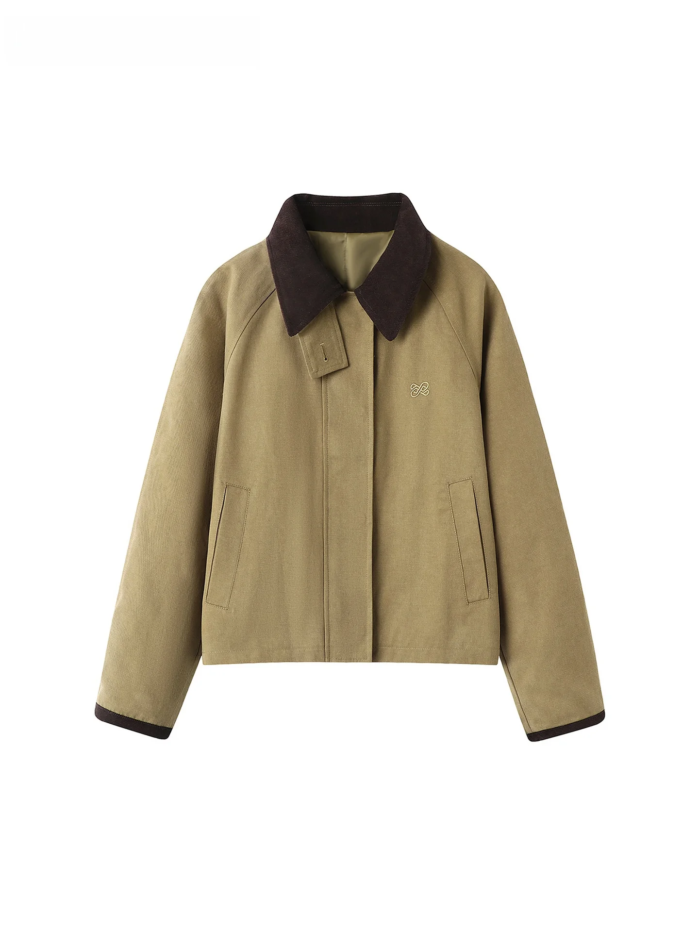 

La Chapelle Women's Zipper Casual Jaet with Double kets And Collar Vintage Workwear Sle Autumn New Arrival