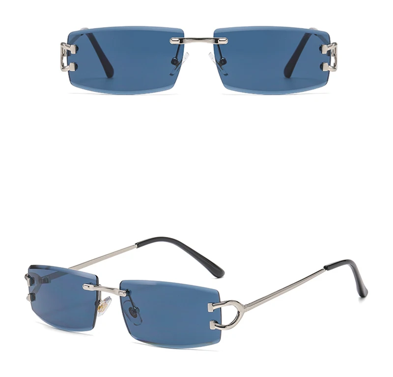 Peekaboo Randlose Sonnenbrille für Damen, Metall, Unisex, quadratische Sonnenbrille für Herren, UV400, Braun, Grau, Blau, Dekoration, weiblich, 2024 – Detail 13