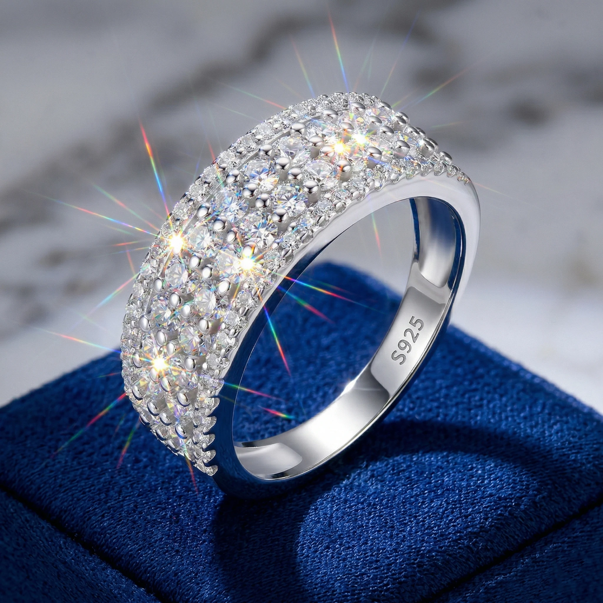 

Кольцо с муассанитом, серебро 925 пробы, цвет D, чистота VVS1, полностью инкрустированное, унисекс, для комбинирования, мужское деловое, проходит тест на алмазном тестере