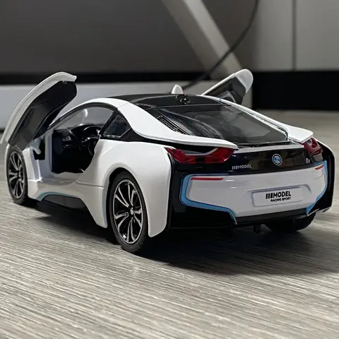 1:22 Bmw I8 Sportwagen Legering Diecast Model Auto Voertuig Collectie Simulatie Geluid & Licht Speelgoed Auto Kinderen Verjaardagscadeaus