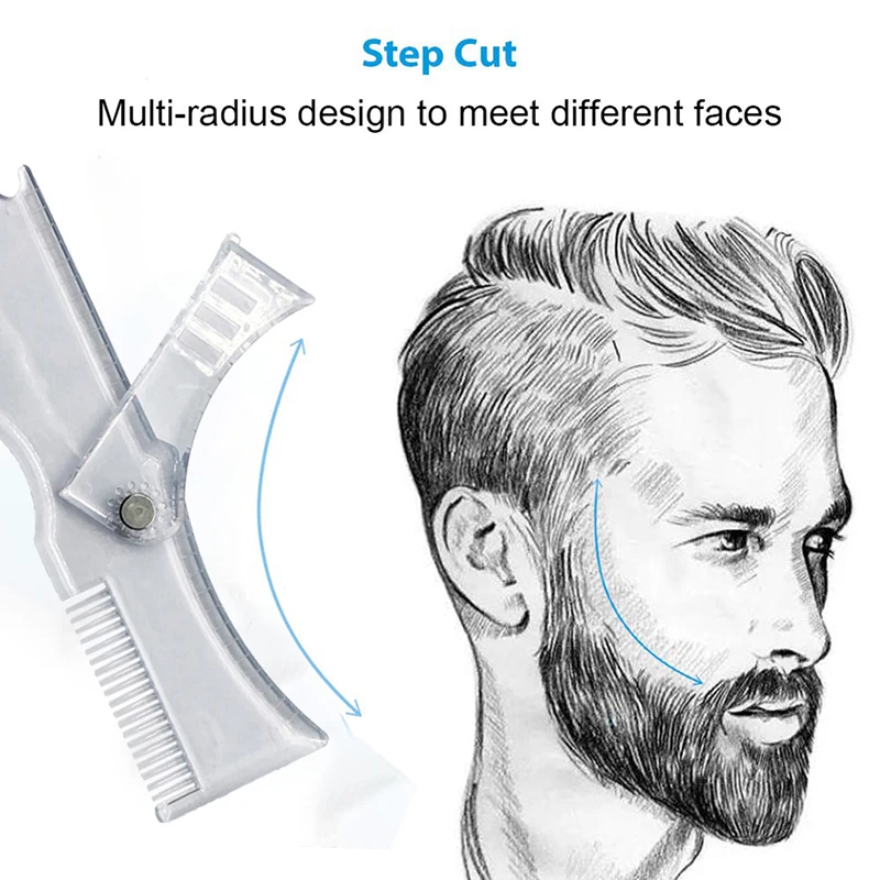 Herramienta de modelado de barba ajustable para hombres, plantilla de peinado portátil, recortadora de plantilla de Peine