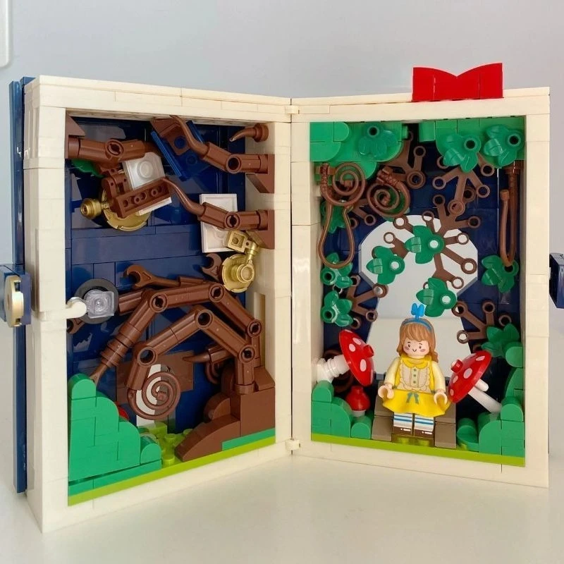 Fairy Tale Series Building Block Book Alice Cinderella Little Match Girl Assembling Toy Model Ornaments Festival Gift view 4