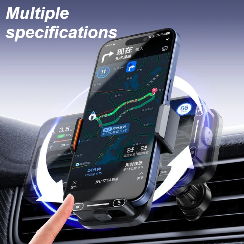 

2026 New 15W Wireless Wired Car Charger Phone Holder Auto Sensing One Touch Release 360 Rotation Qi Certified Auto Accessories