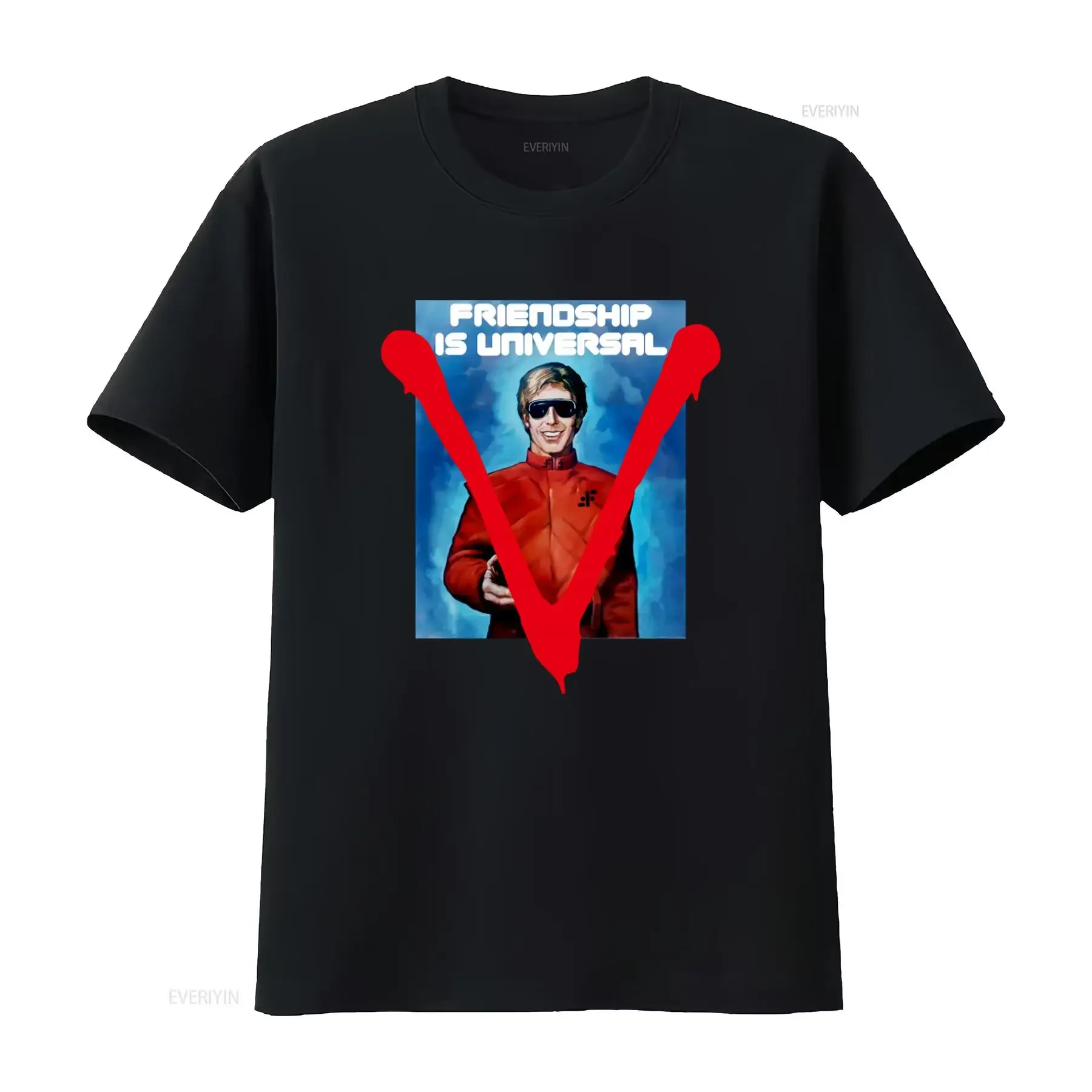 V The Visitor Propaganda Poster T shirt Friendship Is Universal  vintage Washed Soft graphic Versatile Stretched homme