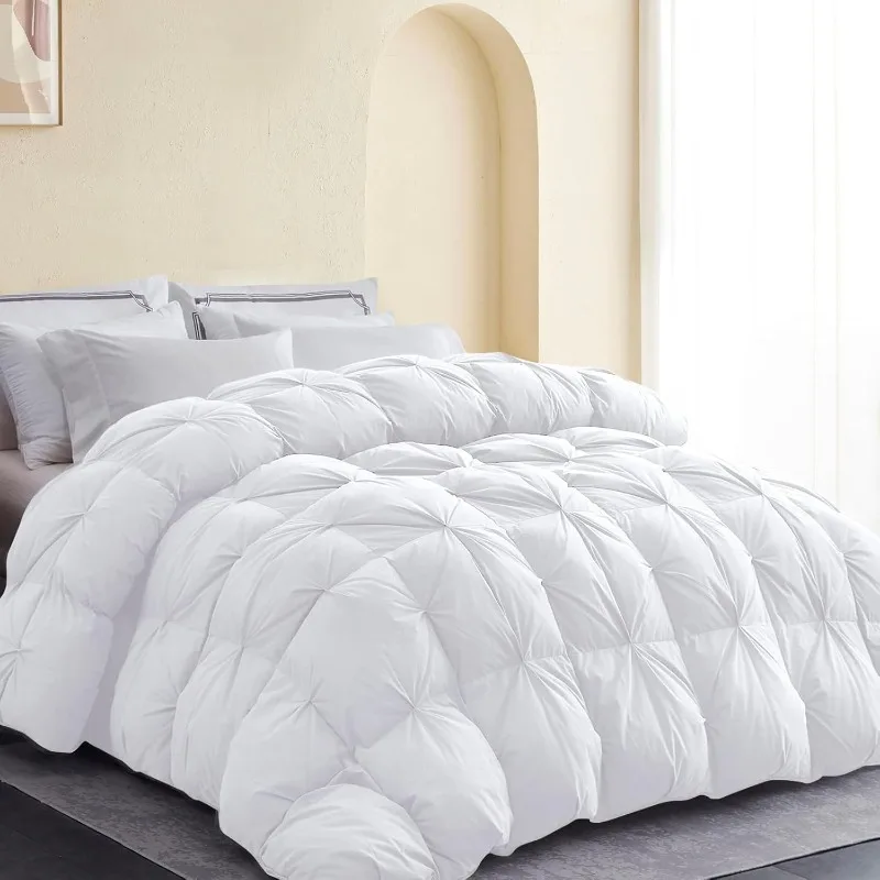 

All-season 75% Down Duvet California King Size, Crinkled Down Core with Corner Buttons, Soft and Durable Down-proof Cotton Blend