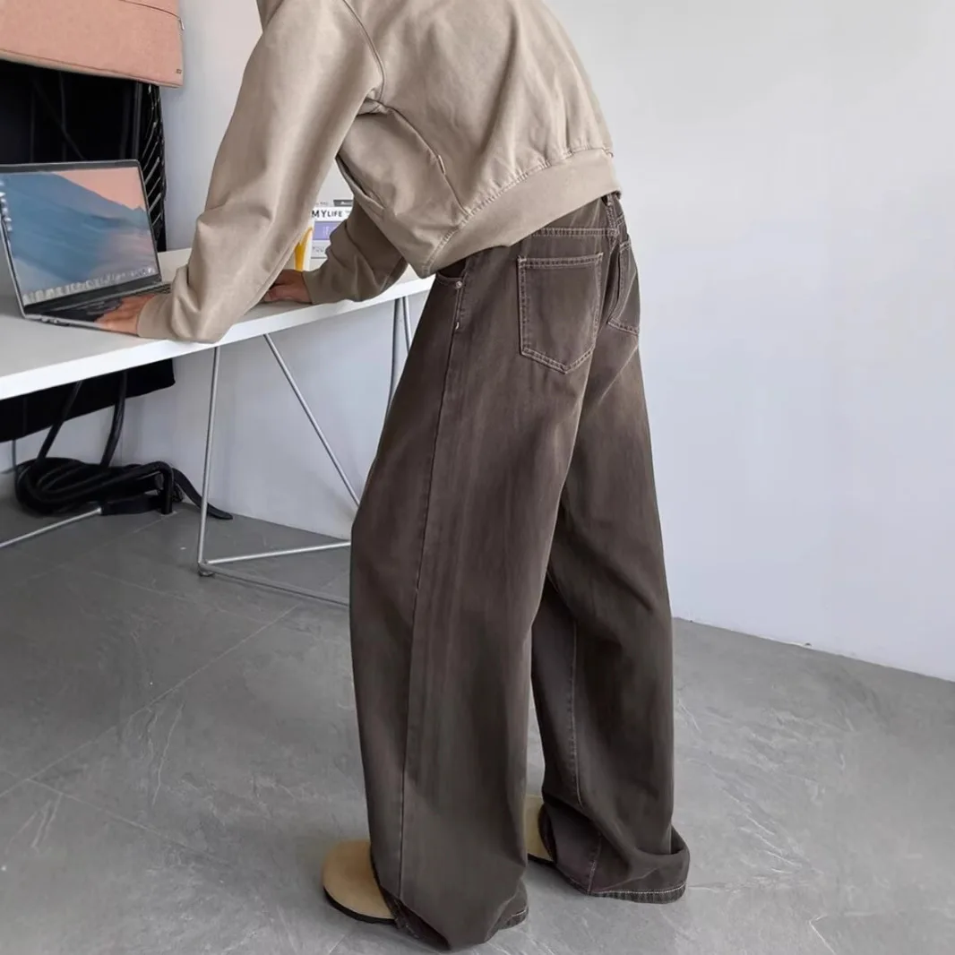 

Vintage Men's Baggy Jeans Autumn New Wearproof Straight Tube Denim Pants Fashion Street Korean Style Casual Clothing