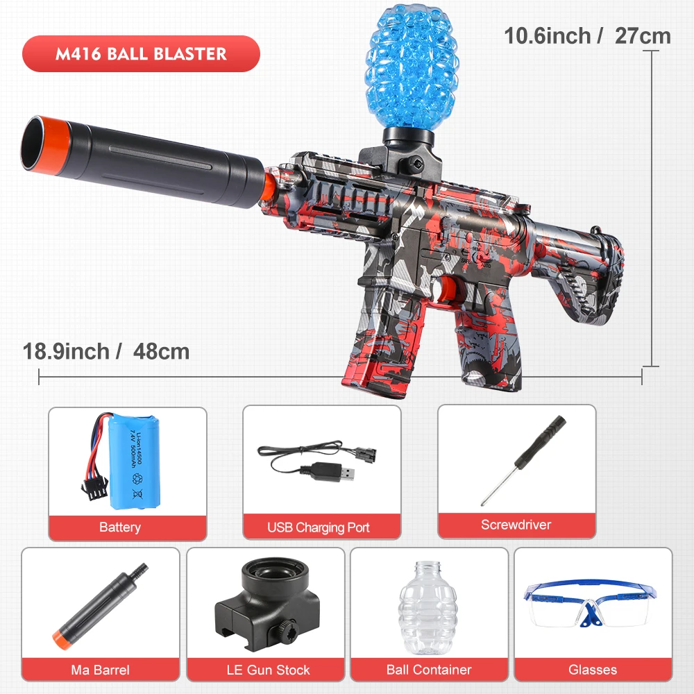 M416 Elektrische Ball Blaster Speelgoedpistool - Hoge Snelheid, Metalen Afwerking, Oplaadbaar - Buitenspel Party Cadeau (Kogels Niet Inbegrepen) - afbeelding 1
