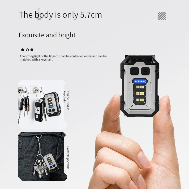 Mini LED Keychain Flashlight EDC 800LM LED Light IPX5 Waterproof Torch Pocket Lantern Rechargeable Outdoor Work KeyLight