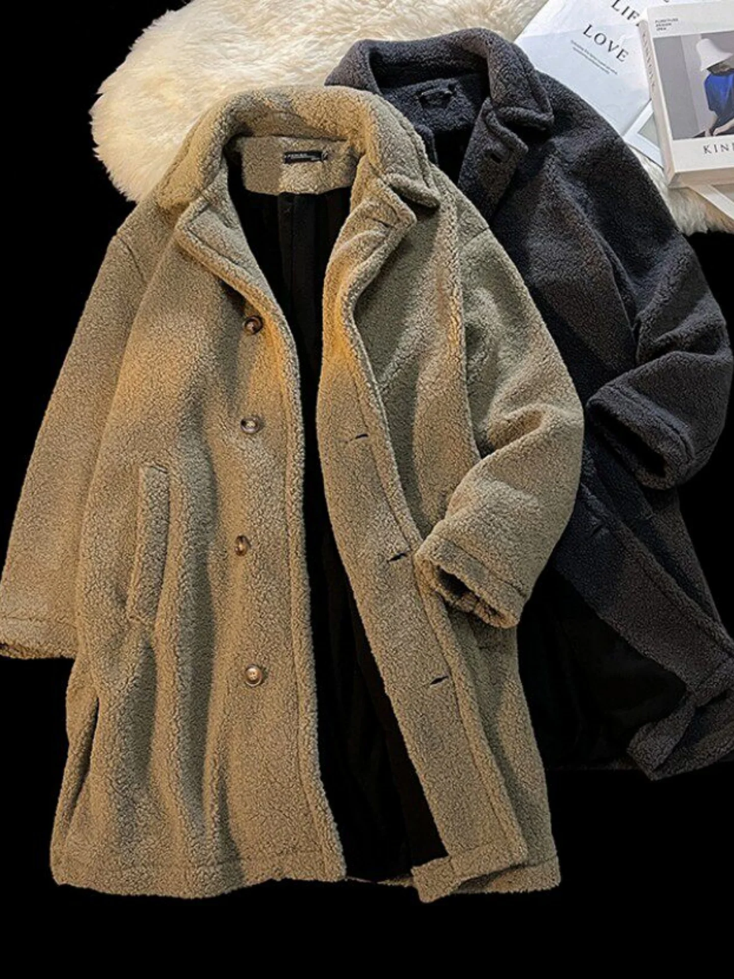 

Men's Mid-Length Thickened Fleece Lined Cotton Jacket Winter Warm Coat Sheepskin Velvet Outerwear CleanFit Style Casual Wear
