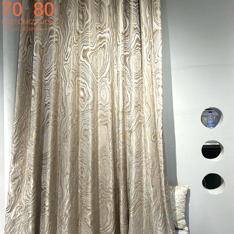 

Золотые, бежевые тисненые кольца на дереве, жаккардовые позолоченные утолщенные плотные шторы для гостиной, спальни, французского окна по индивидуальному заказу