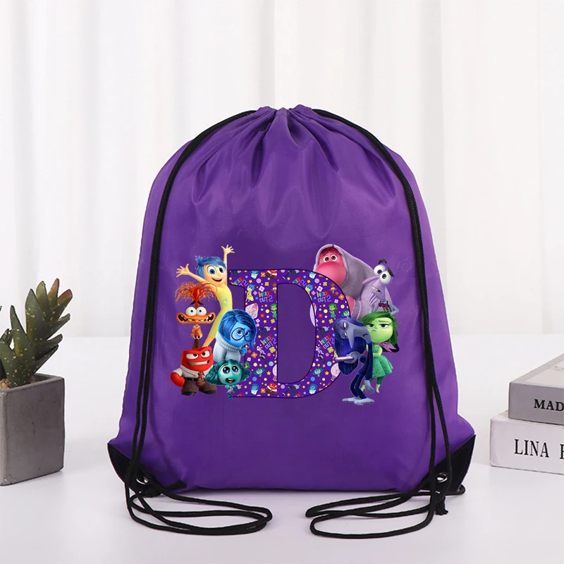 Disney Inside Out 2 Kids Anime Cute Draw String Backpack Children Cartoon Creative Drawstring Bag Fashion Casual Storage Pouch