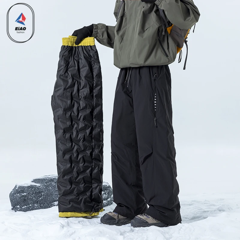 

EIAO Ski Down Pants Men Women 2026 Winter Snowboard 90 Filler Down Pants Snow Skiing Windproof Waterproof Duck Padded Trousers