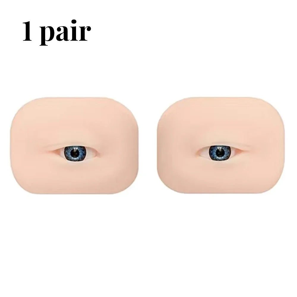 1Pair 5D Silicone Eyelash Eyebrow Makeup Practice Board Bionic Skin for Makeup Face Eyelash Practice Mannequin Training Supplies