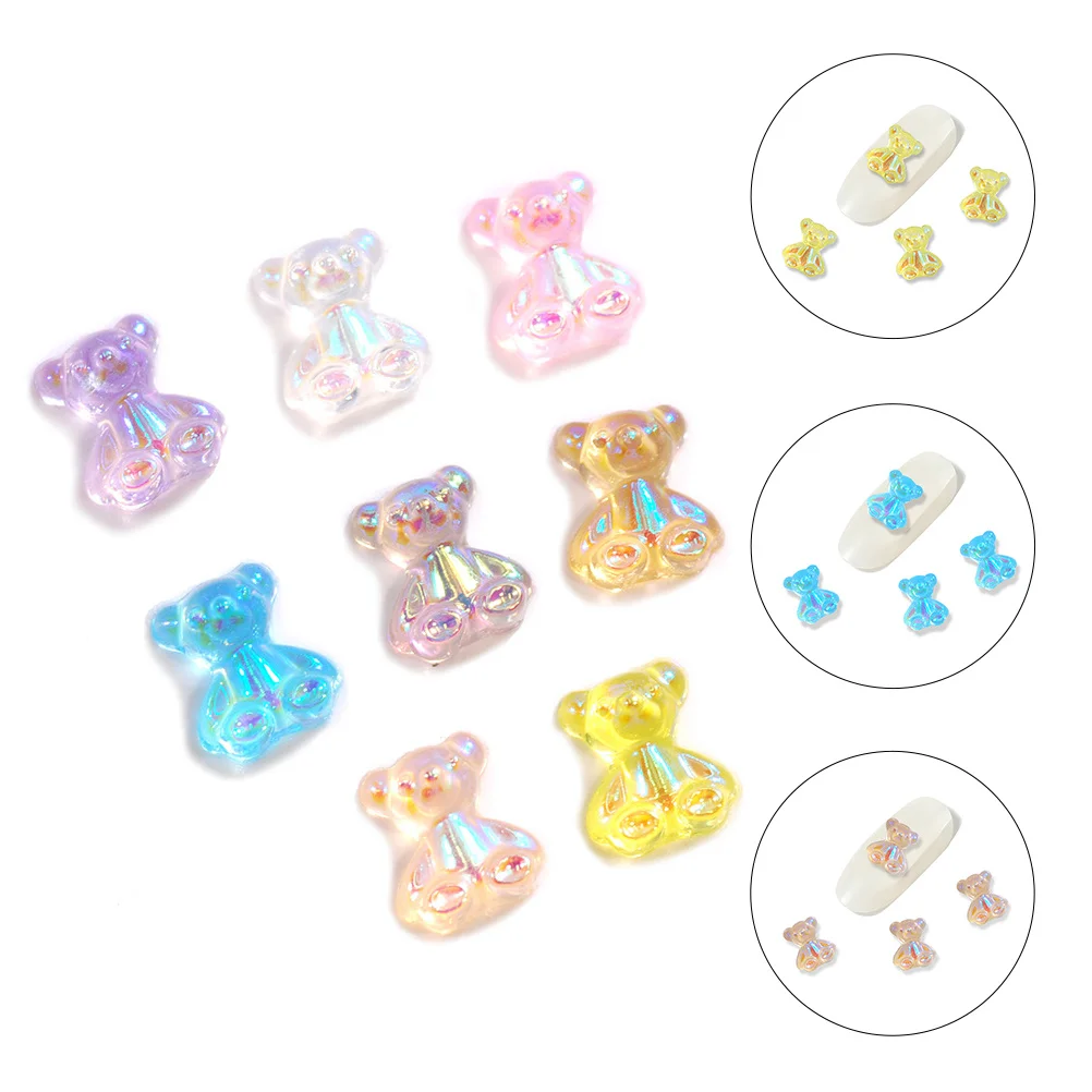 

160 шт., маникюрные смоляные нашивки с медведем, декор для дизайна ногтей, нежная текстура, жесткий устойчивый к царапинам декор для ногтей, подвеска для маникюра