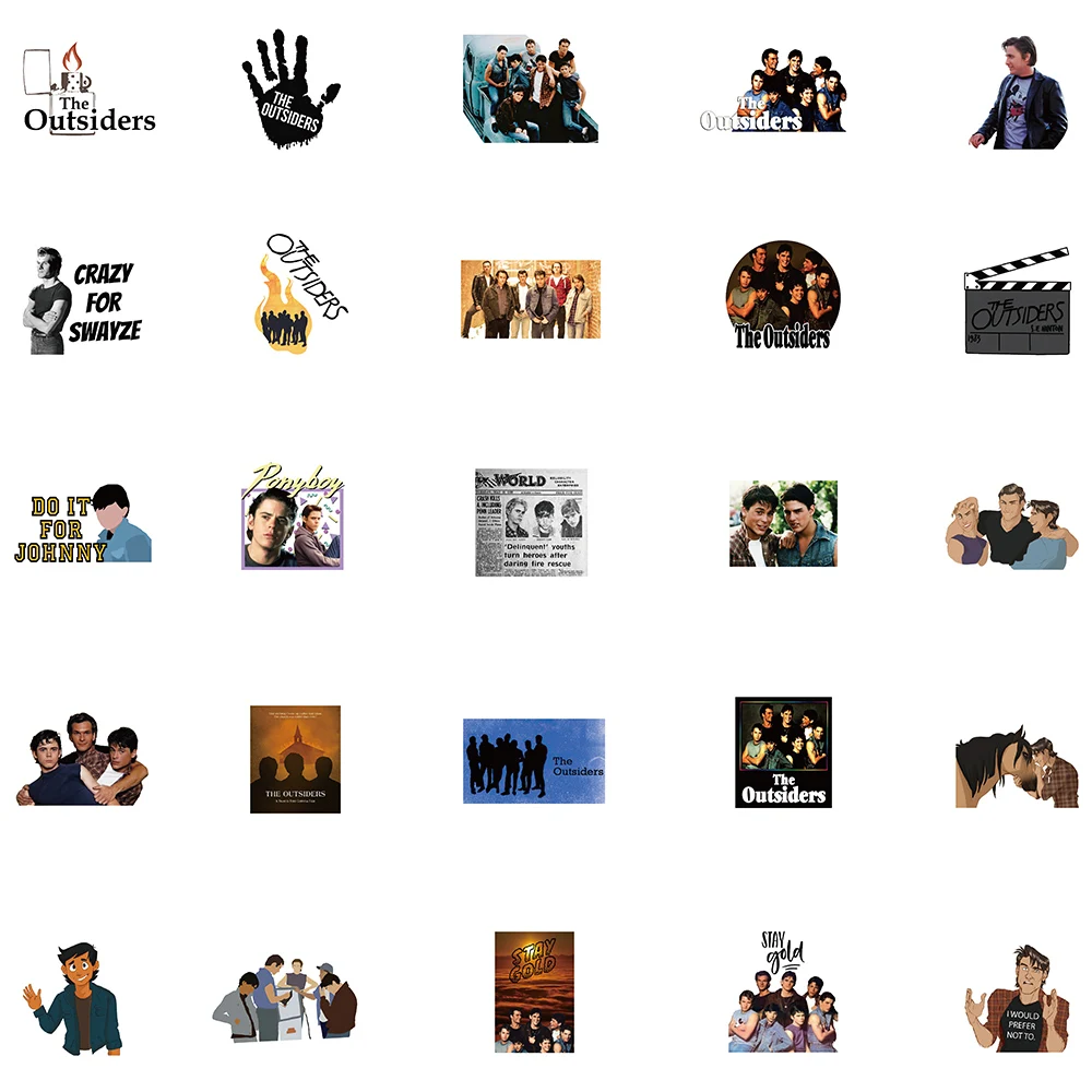 50pcs TV Show The Outsiders Stickers Funny DIY Laptop Guitar Luggage Skateboards Cars Motorcycle Helmet Waterproof Decals