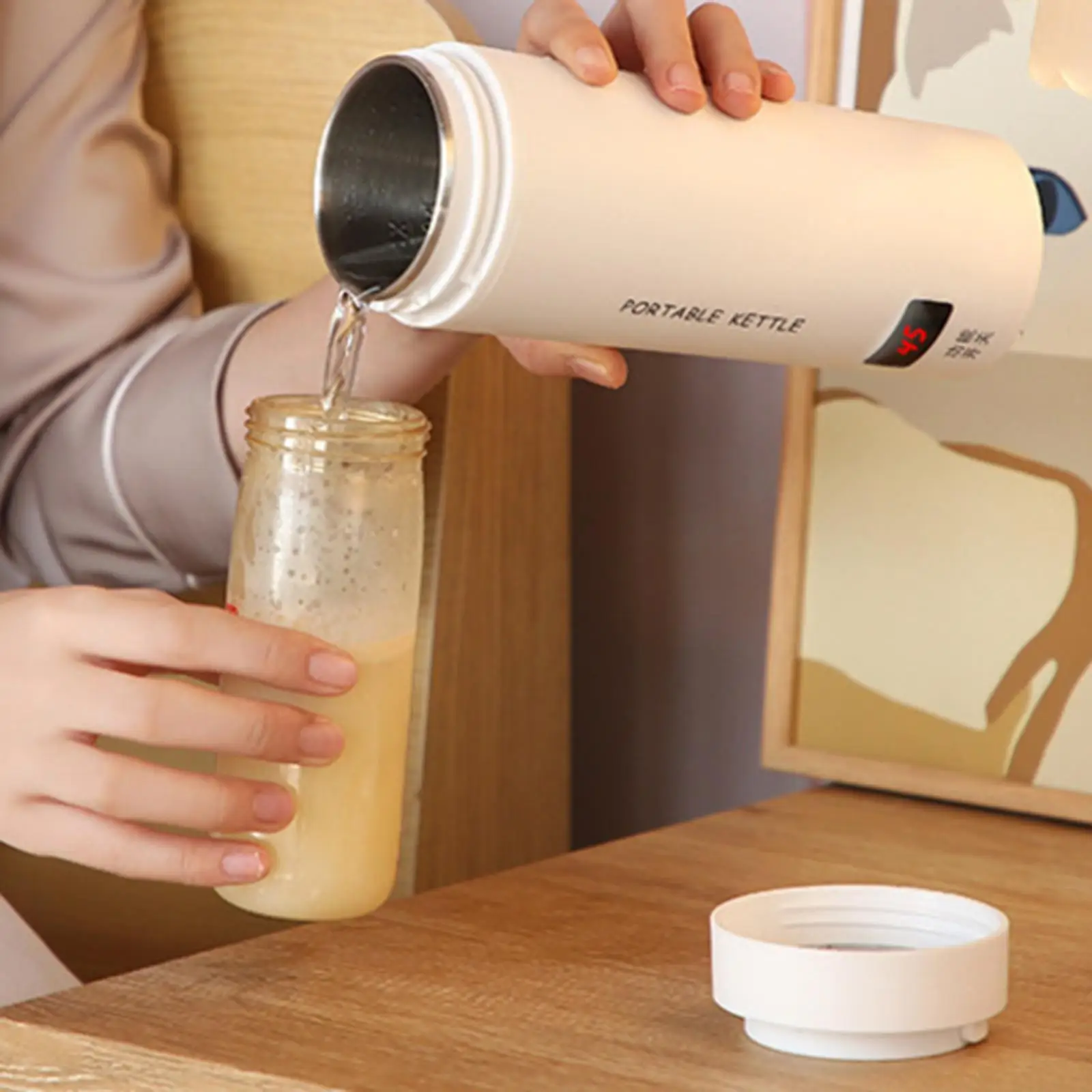 

Portable Electric Kettle for Travel,Hot Water Boiler,Stainless Steel 500ml Leakproof Electric Tea Coffee Kettle for Outdoor