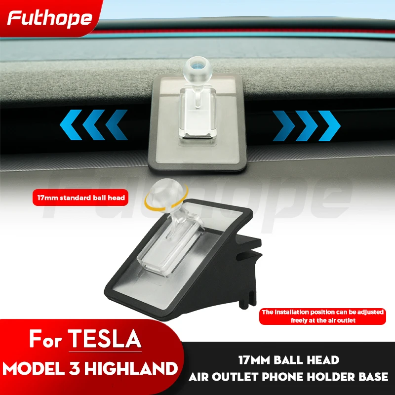 Futhope 17mm bracket base for Tesla model 3 highland 2023-2024 Soft adhesive flexible Movable 360 Degree Rotation