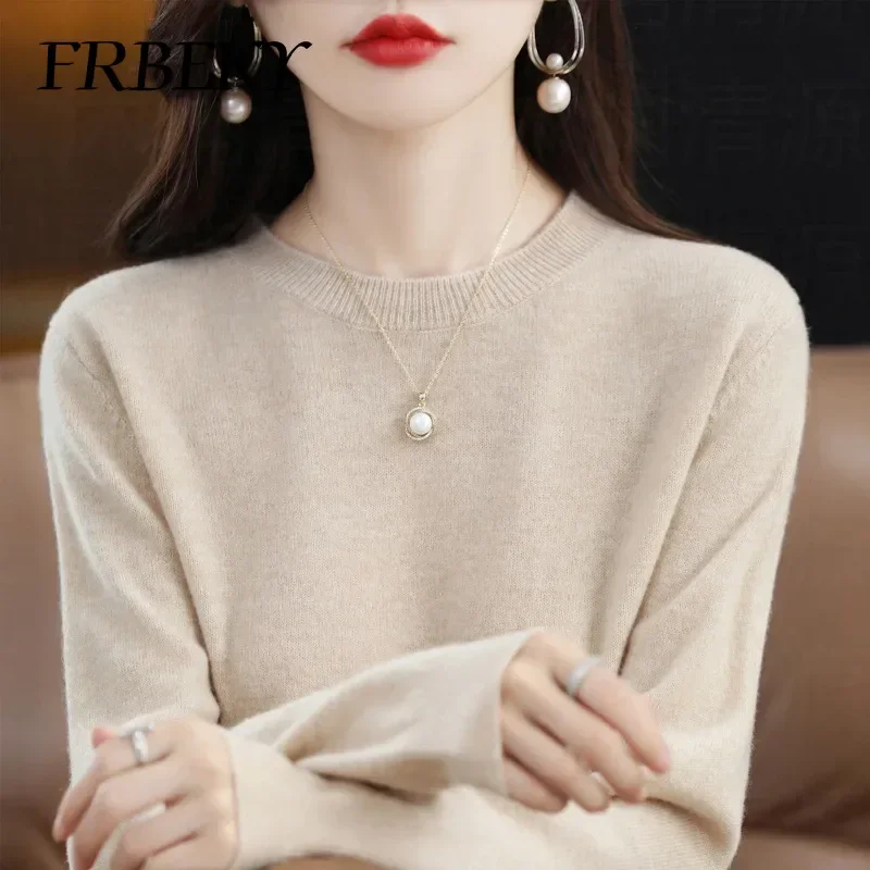 

Autumn Winter Round Neck Sweater Pullover Knit Sweater Solid Color Long-sleeved Bottoming Shirt Warm Knitwears Korean Fashion