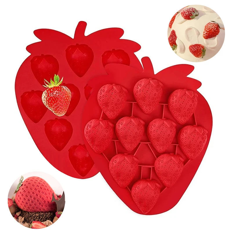 9 Cavities Silicone Strawberry Cake Mold Strawberry Ice Cube Tray For Chocolate Candy Cake Soap Jelly Cookie Candle Melt