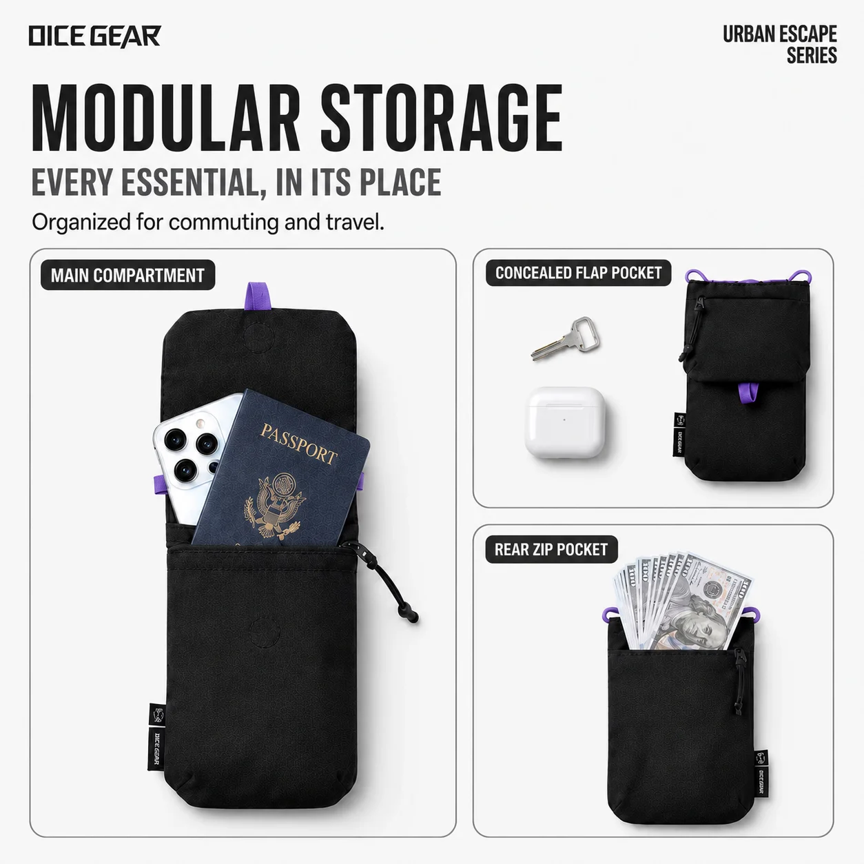 OCEGEAR Crossbody Phone Bag Lightweight Slim Small Shoulder Sling Purse RFID Blocking for Passport Credit Cards Travel Women Men