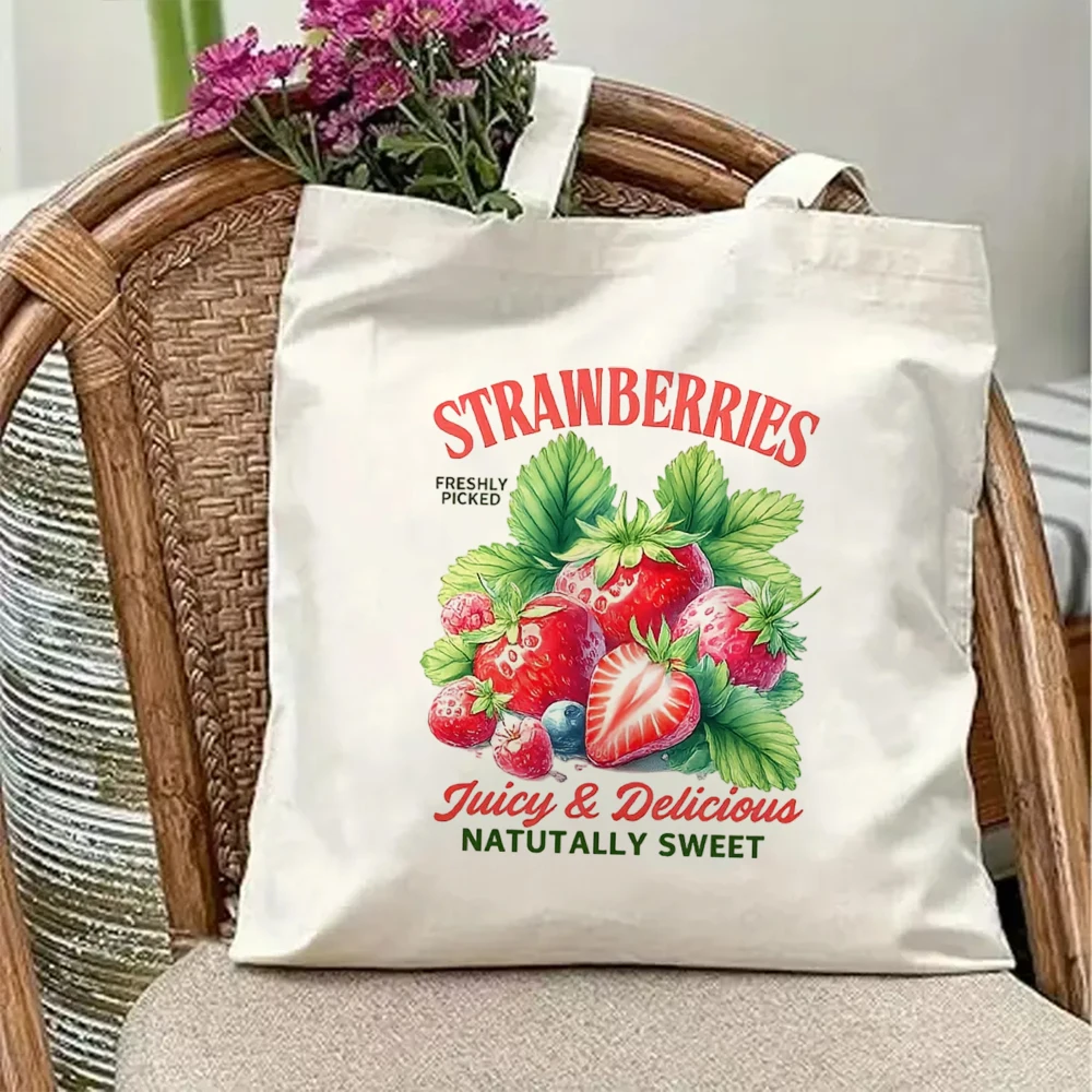 

Cute Cottagecore Strawberry Canvas Shoulder Bag Fashion Women Girl Holiday Casual Travel Grocery Shopper Crossbody Pouch