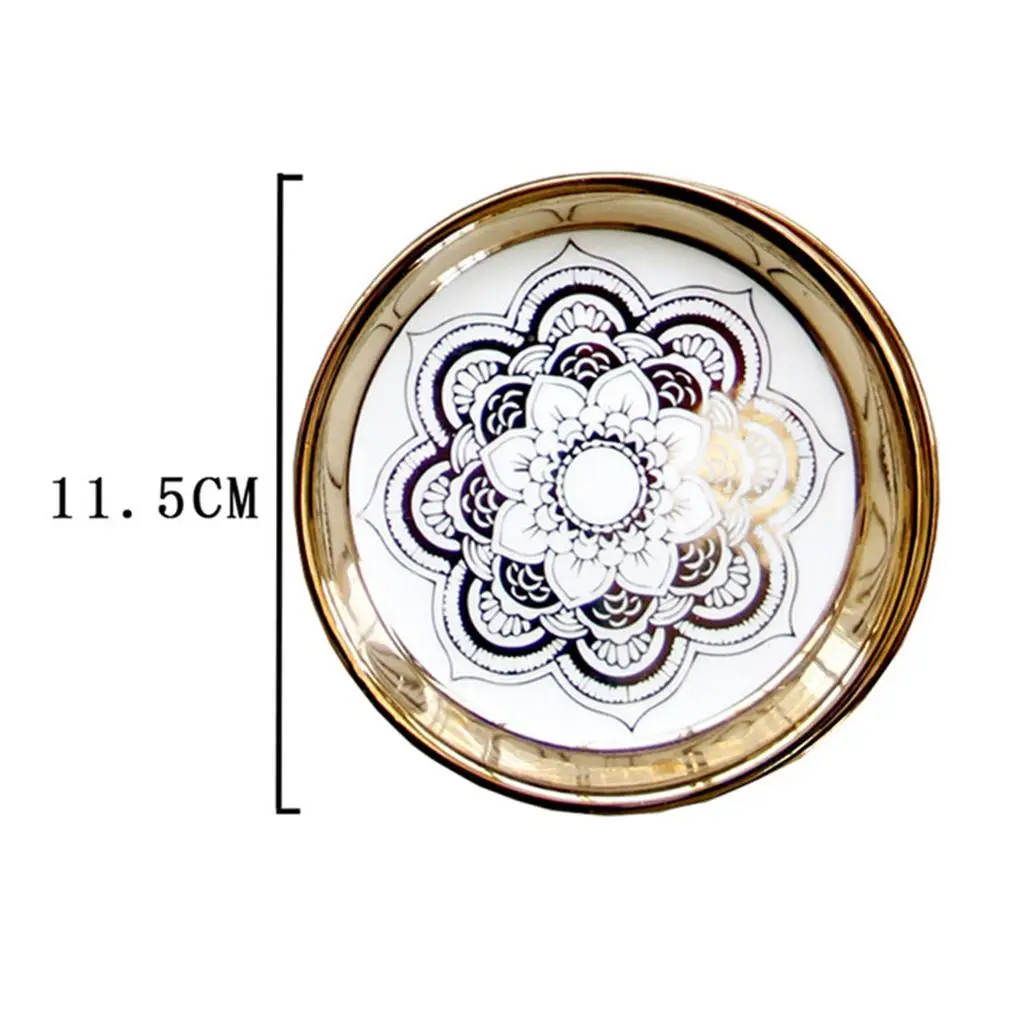 European Style Small Ceramic Dish Plate Moasic Pattern Delicate Jewelry Tray