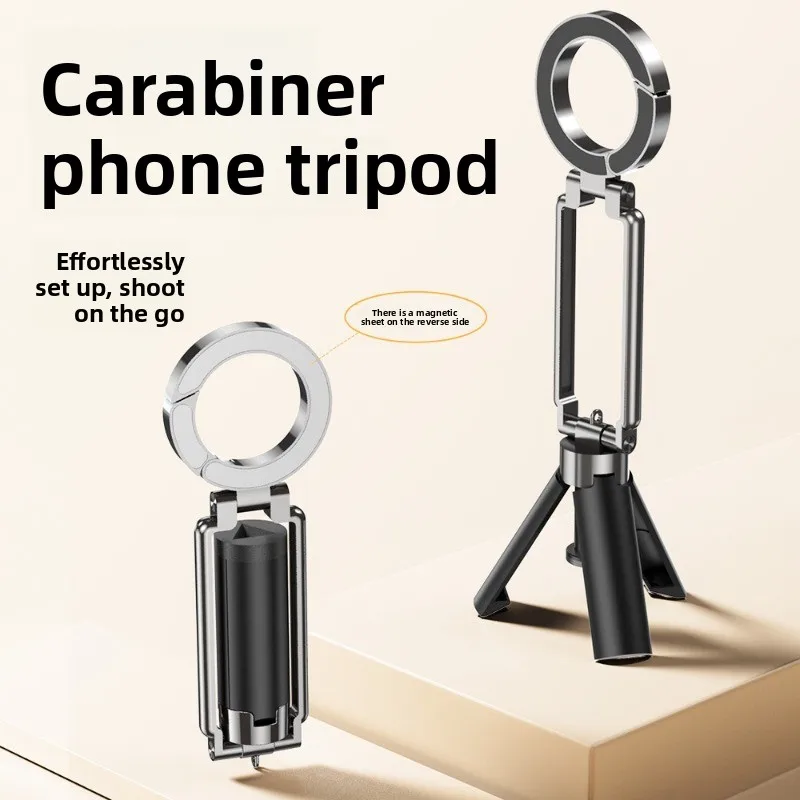 

Portable MagSafe Phone Handheld Stand for Outdoor Vlog Aluminum Alloy Magnetic Foldable Mini Tripod for iPhone Live Stream