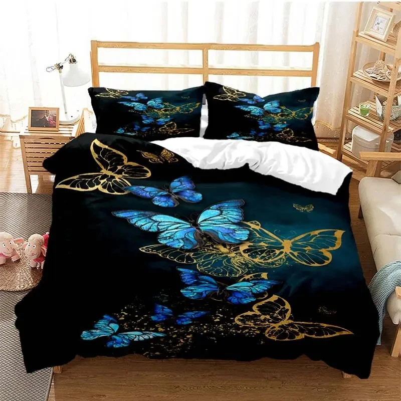 Imagem -02 - Colorido Butterfly Duvet Bedding Conjunto para Meninas Cobertura de Consolador com Fronhas Único Duplo Queen Full Size Presente Pcs