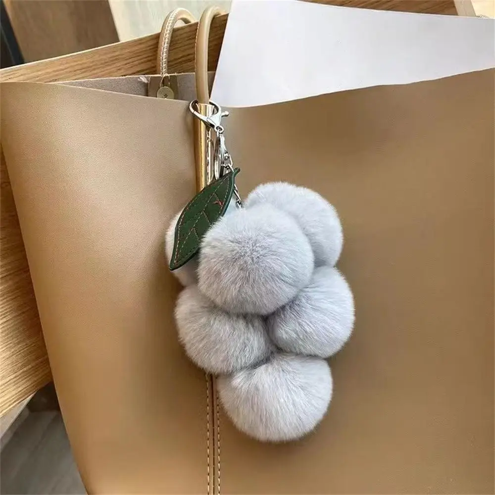 Cute Imitation Otter Rabbit Bag Pendant Fur Pompoms Grape Bag Decoration Colorful Fluffy Backpack Accessories Gift for Friends