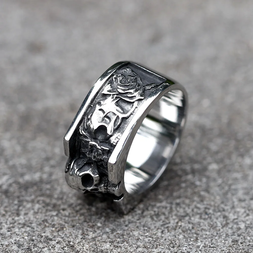 NEW Men\'s 316L stainless steel rings Vintage SKULL RING for teens punk fashion Jewelry Gift free shipping