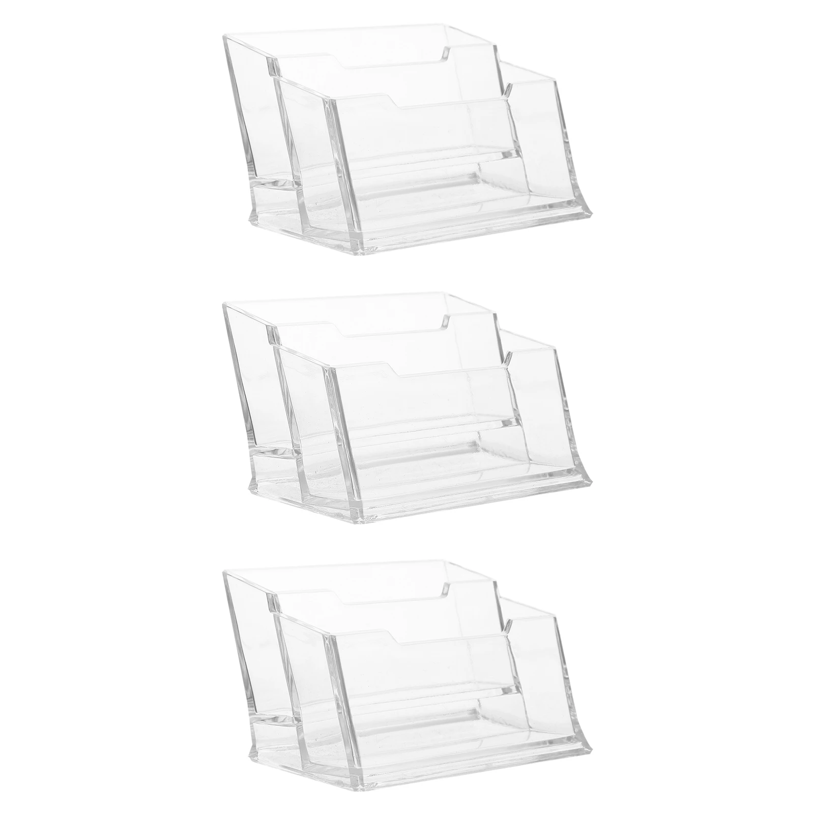 

3 Pcs Business Card Holder Storage Box for Desk Table Display Stand Plastic Desktop Office