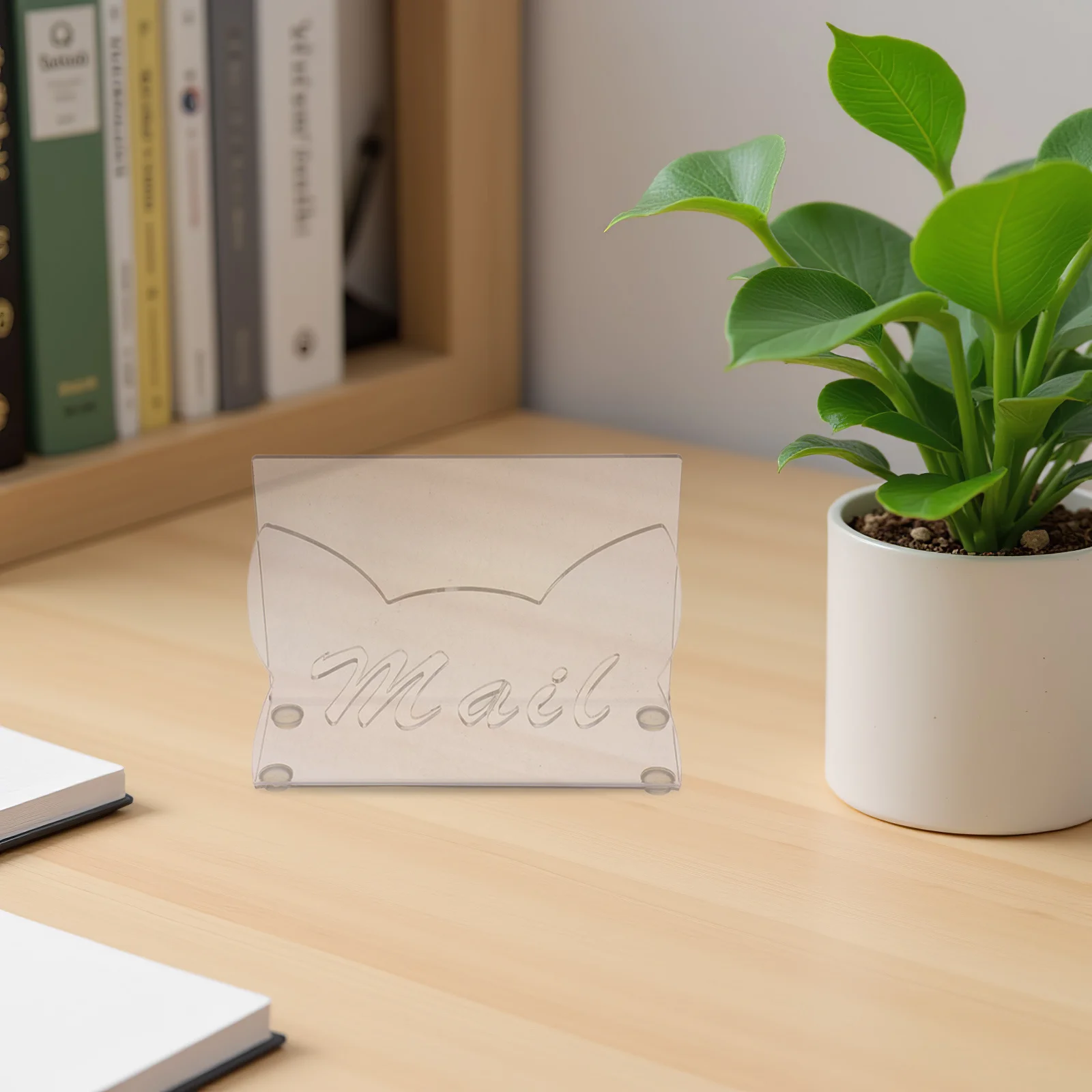 Cat Shape Acrylic Mail Organizer Clear Desktop Letter Holder File Sorter Envelope Document Organizer for Home Office Desk