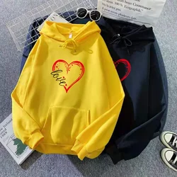 2023 Streetwear Hoodie Fashion Love Print Spring Autumn Women's Fleece Sweater Long Sleeve Pullover