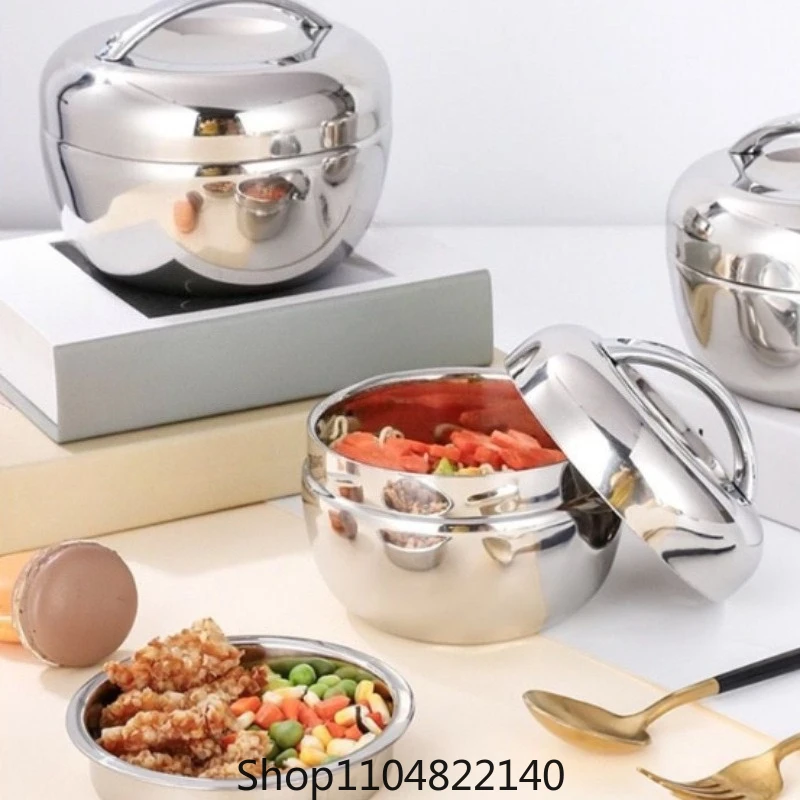 

Circular with lid Stainless Steel Lunch Box 800ml, 1000ml, 1300ml, Insulated Leak Proof Lunch Box - Thermal Lunch Container
