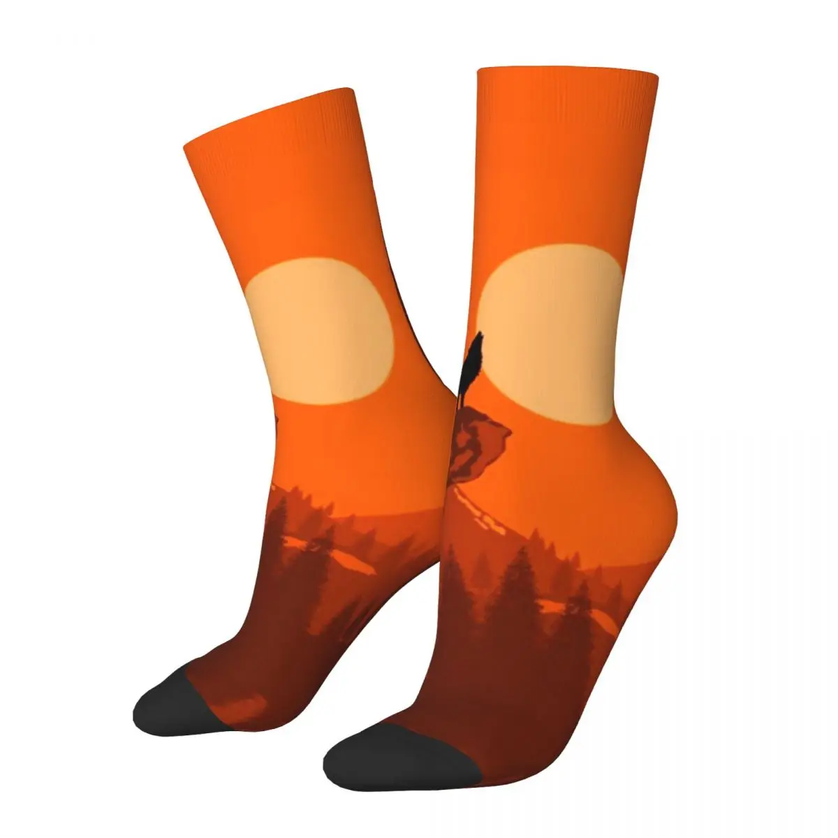 3D printing cosy Unisex Socks,Hiking Wolf Red Moon Setting Sun Interesting Four Seasons Socks