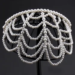 New arrival pearl net headband forehead hair accessories back area headwear daily style headband hot style accessories bride