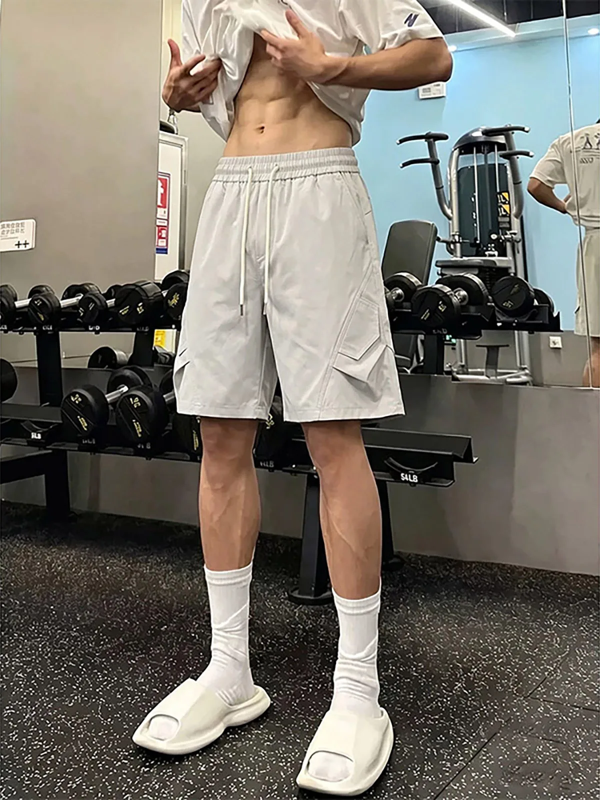 Ice Silk Quick Dry Workwear Shorts Men's Summer Outdoor Thin Five-Quarter Beach Pants Loose Casual Cool Feeling